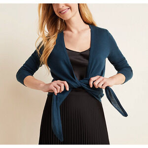 Garnet Hill 100% Cashmere Easy Tie-Front Sweater Sweater Size Medium Blue